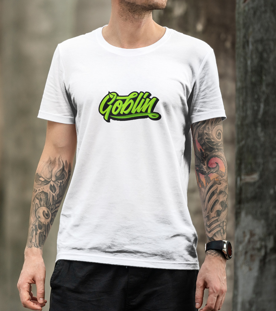Goblin Merch Logo Graphic Bold Green Script T-Shirt
