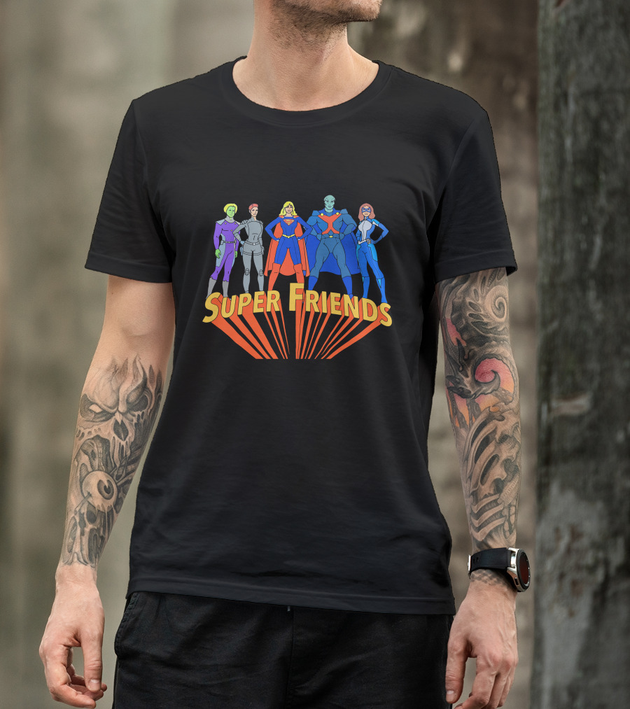 Super Friends Supergirl And Superheroes Team T-Shirt
