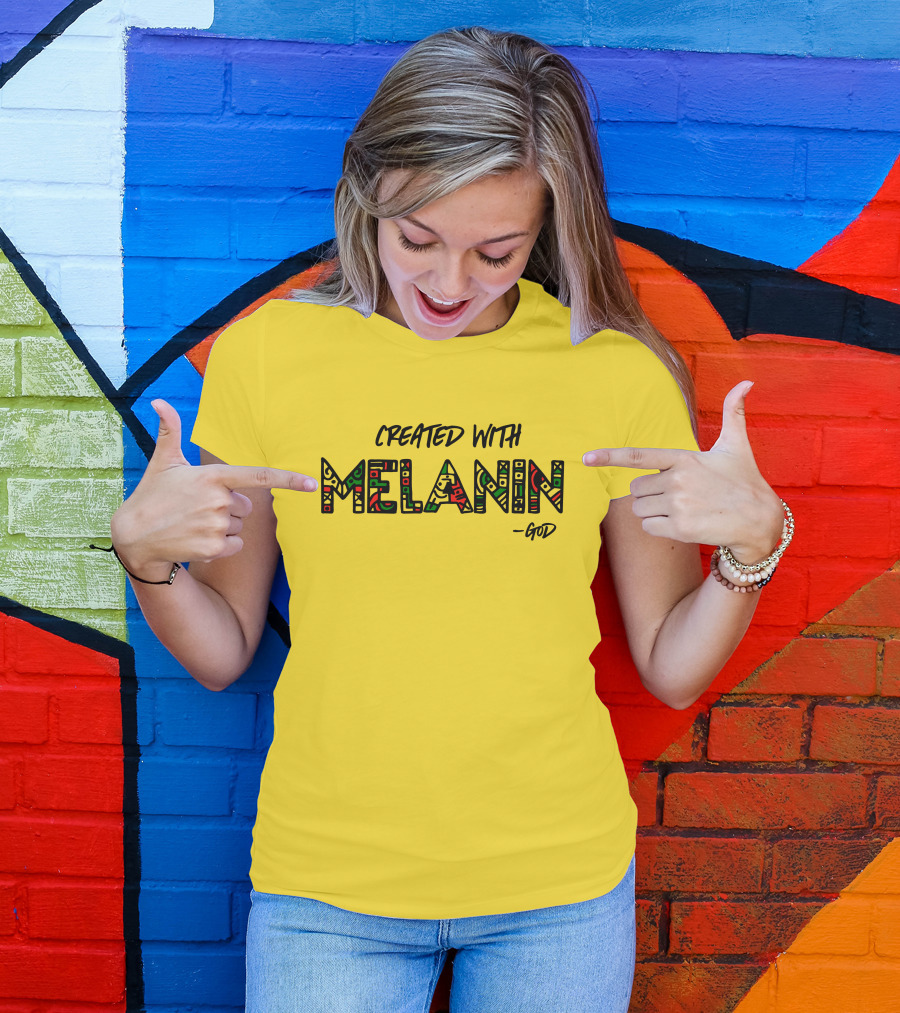 Created With Melanin God African Pattern Empowerment T-Shirt