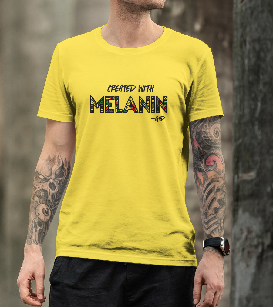 Created With Melanin God African Pattern Empowerment T-Shirt