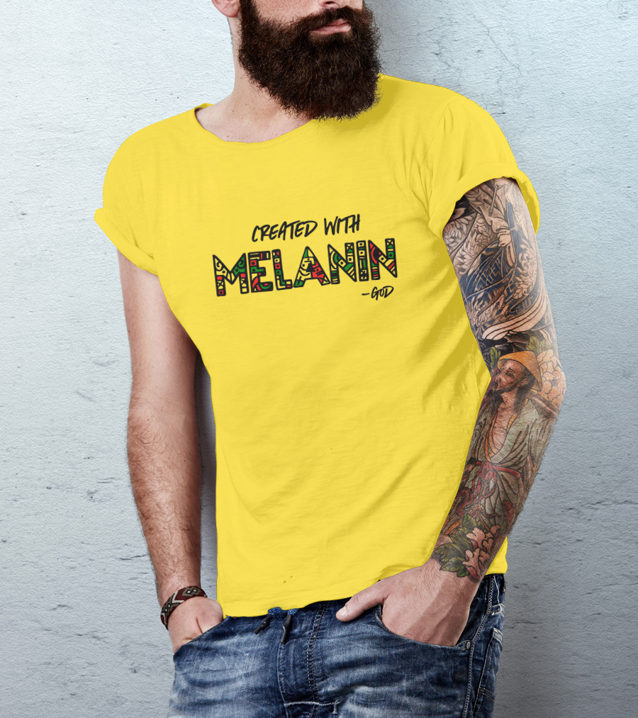 Created With Melanin God African Pattern Empowerment T-Shirt