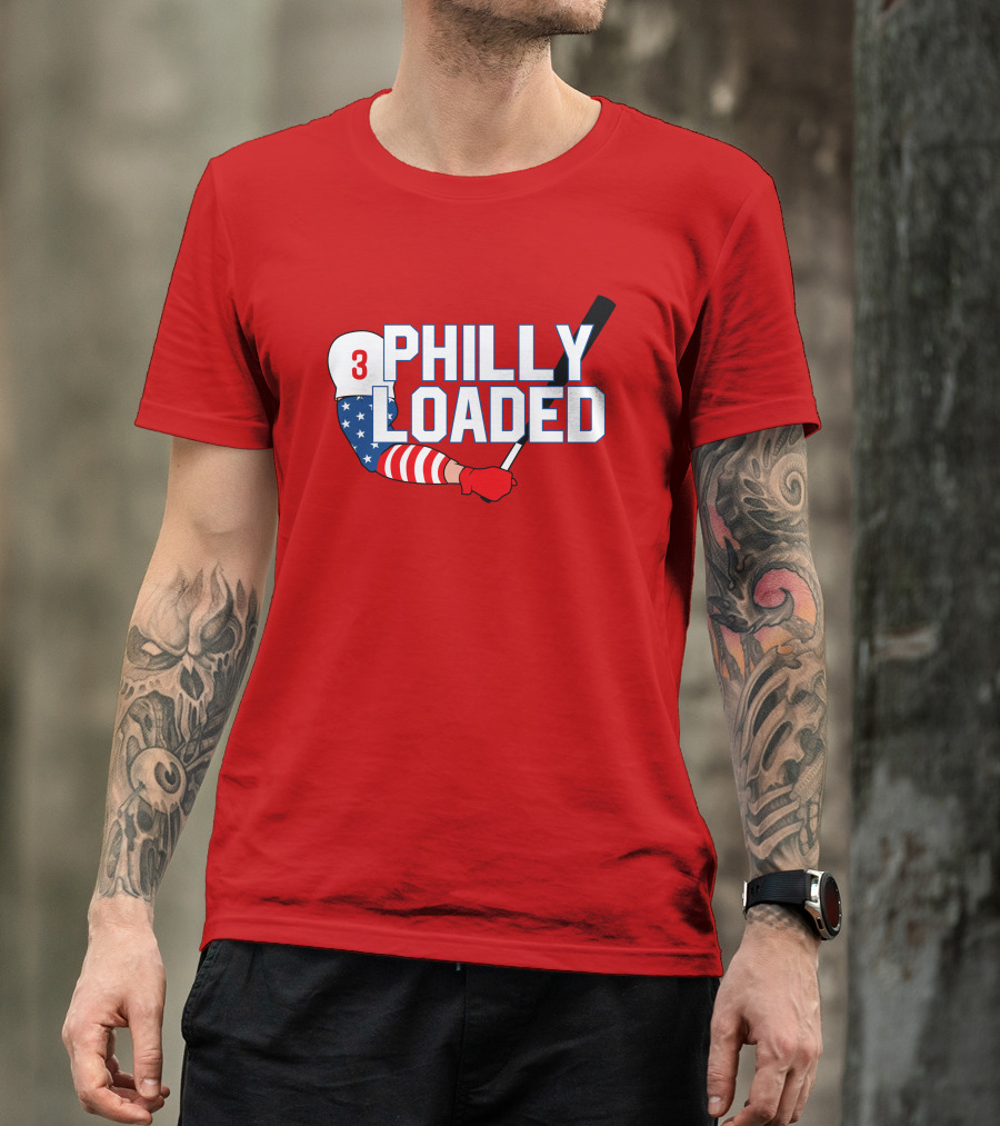 Philly Loaded Baseball American Flag Arm T-Shirt