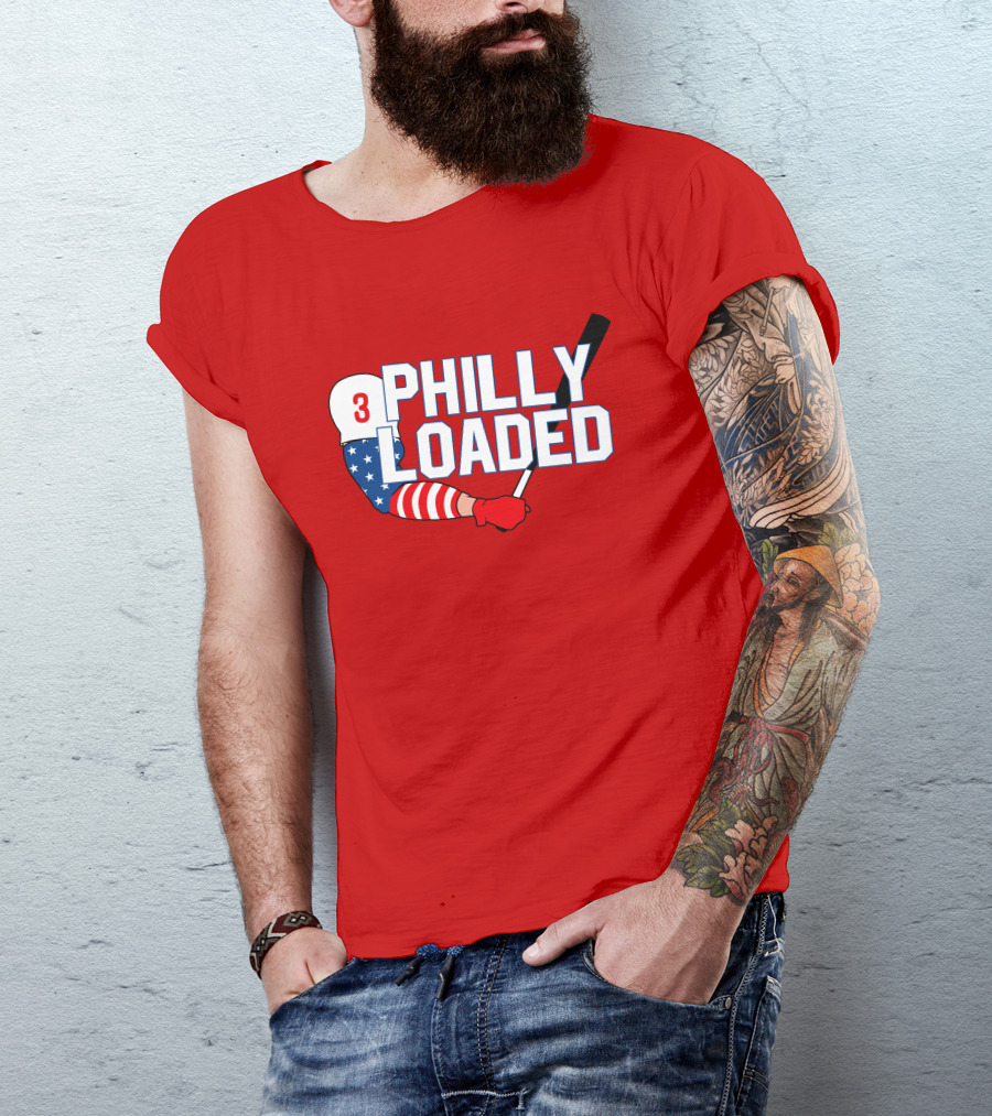 Philly Loaded Baseball American Flag Arm T-Shirt