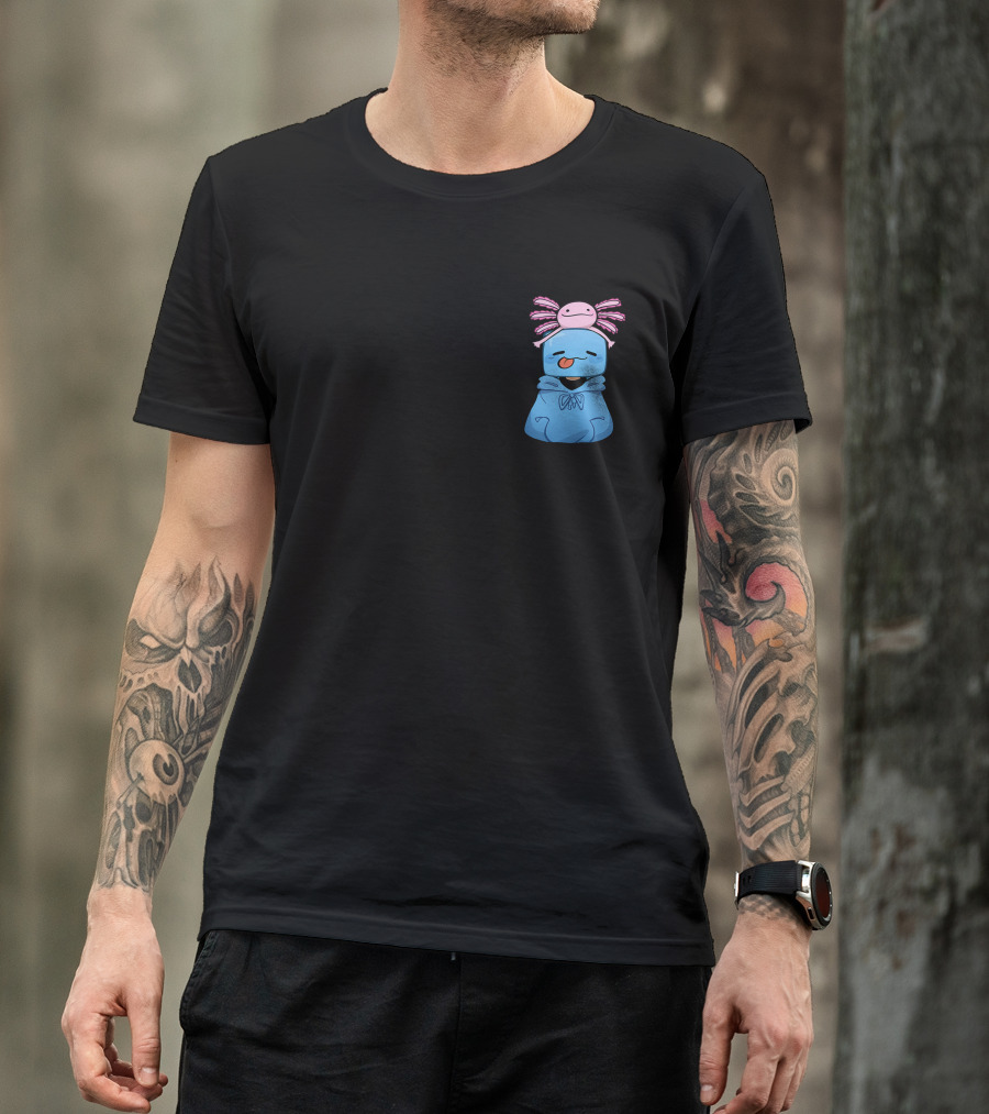 Skeppy Merch Skeppy Axolotl Cute Blue Hoodie With Pink Axolotl On Head T-Shirt