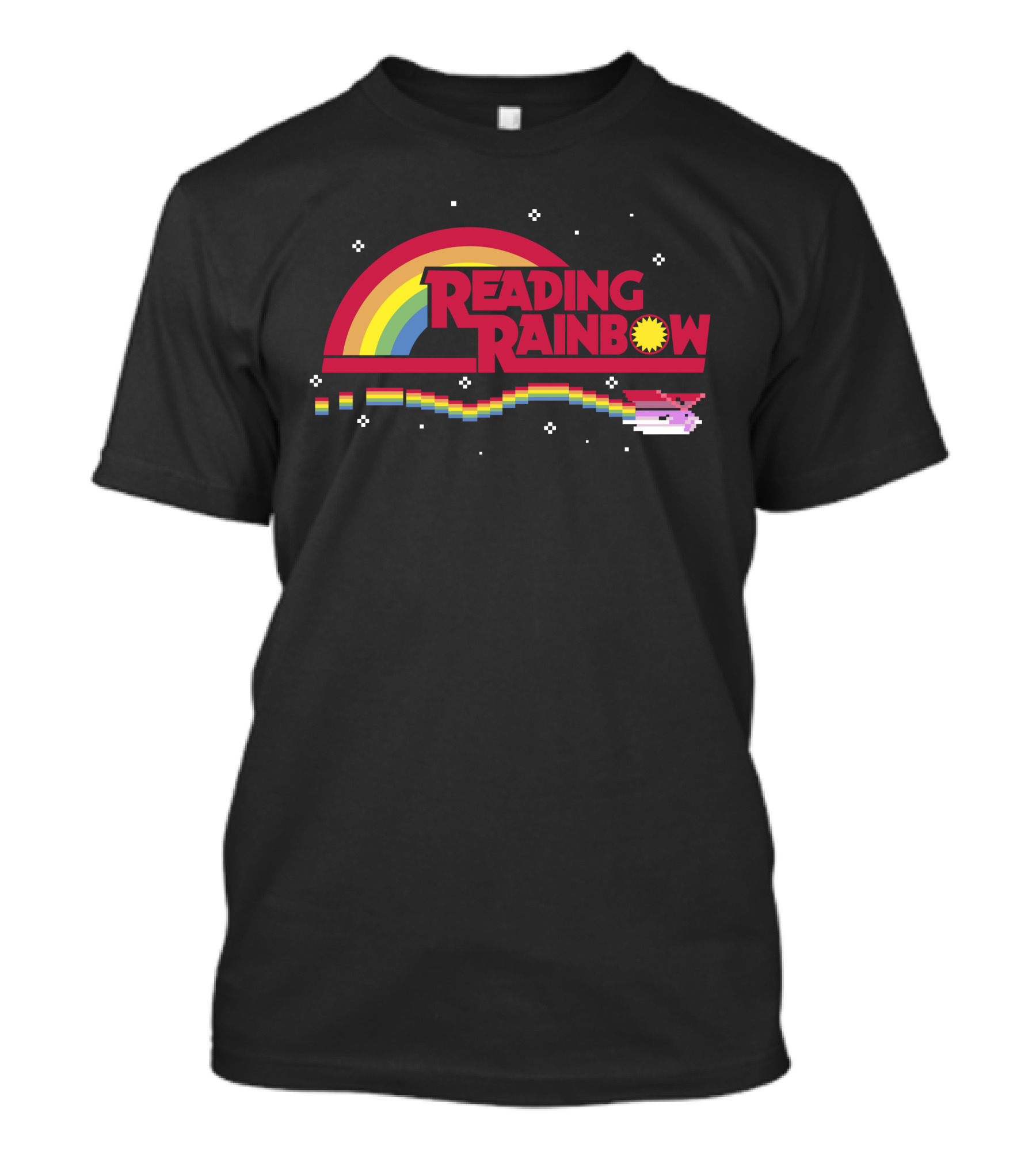 Reading Rainbow LeVar Burton Pixel Art Rainbow Cat T-Shirt