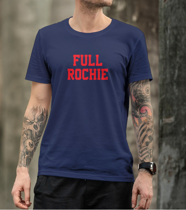 Dan Roche Full Rochie Bold Red Text On Dark Blue T-Shirt