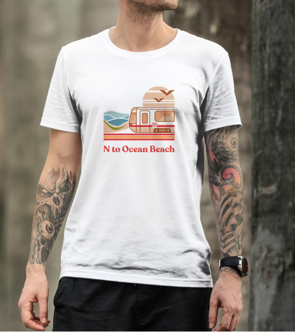 N To Ocean Beach San Francisco Tram Chris Arvin T-Shirt