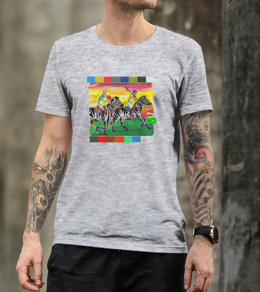 Sir Michael Rocks Premier Politics Polo Riding Zebras Sunset Colors T-Shirt