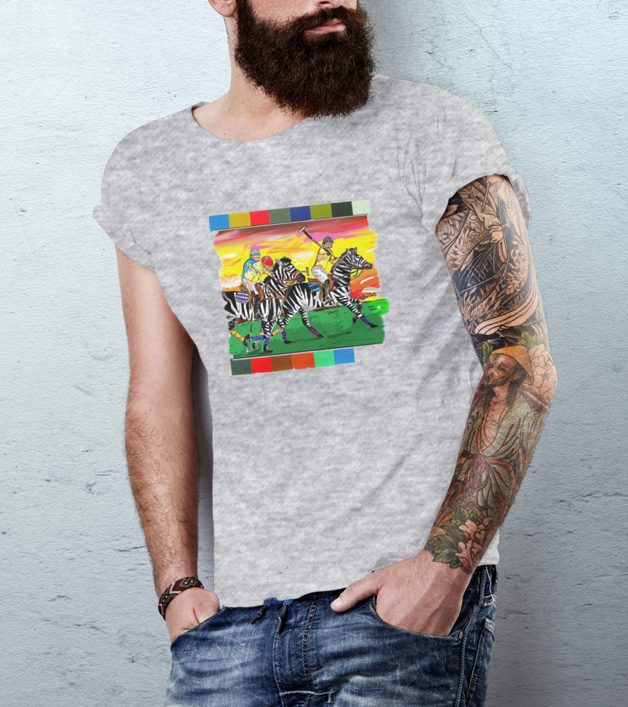 Sir Michael Rocks Premier Politics Polo Riding Zebras Sunset Colors T-Shirt