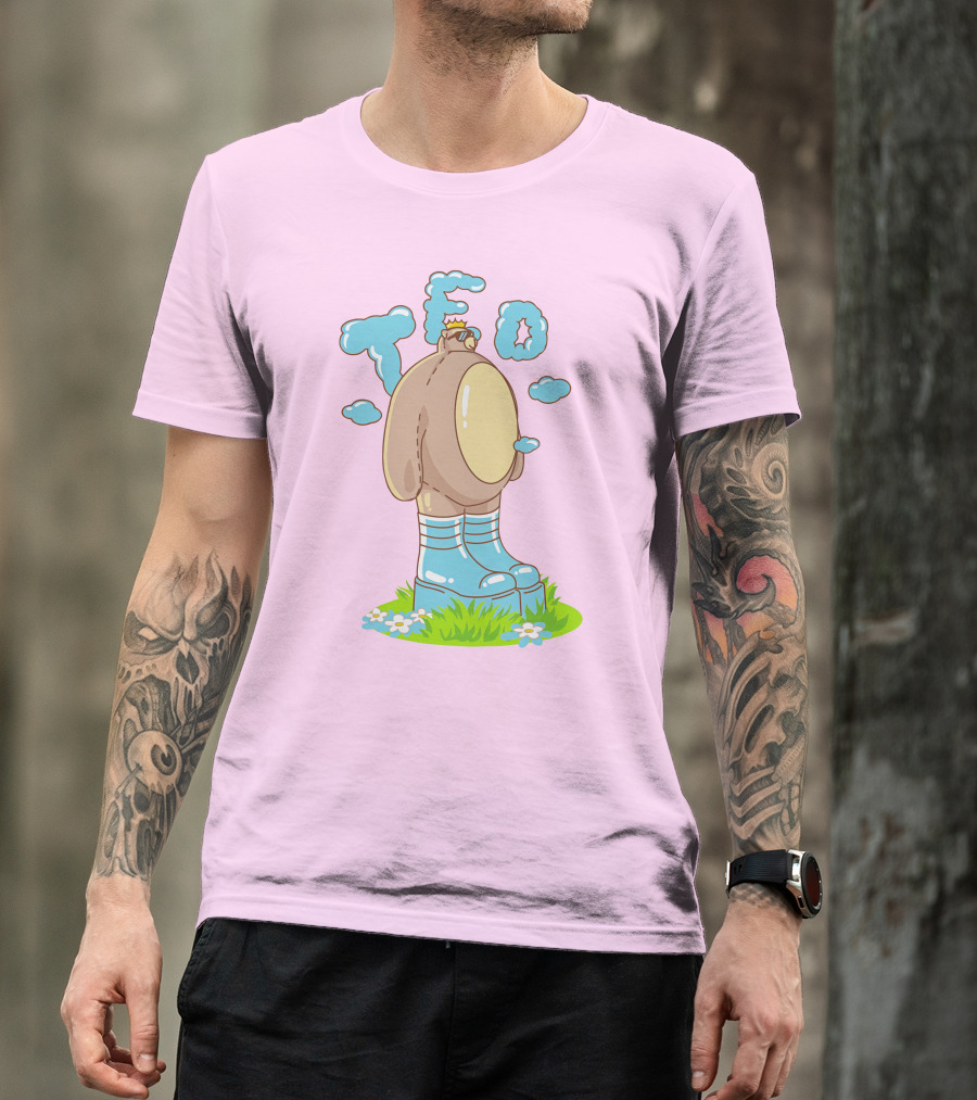 Eret Merch Ted Character With Crown And Boots Standing On Grass T-Shirt