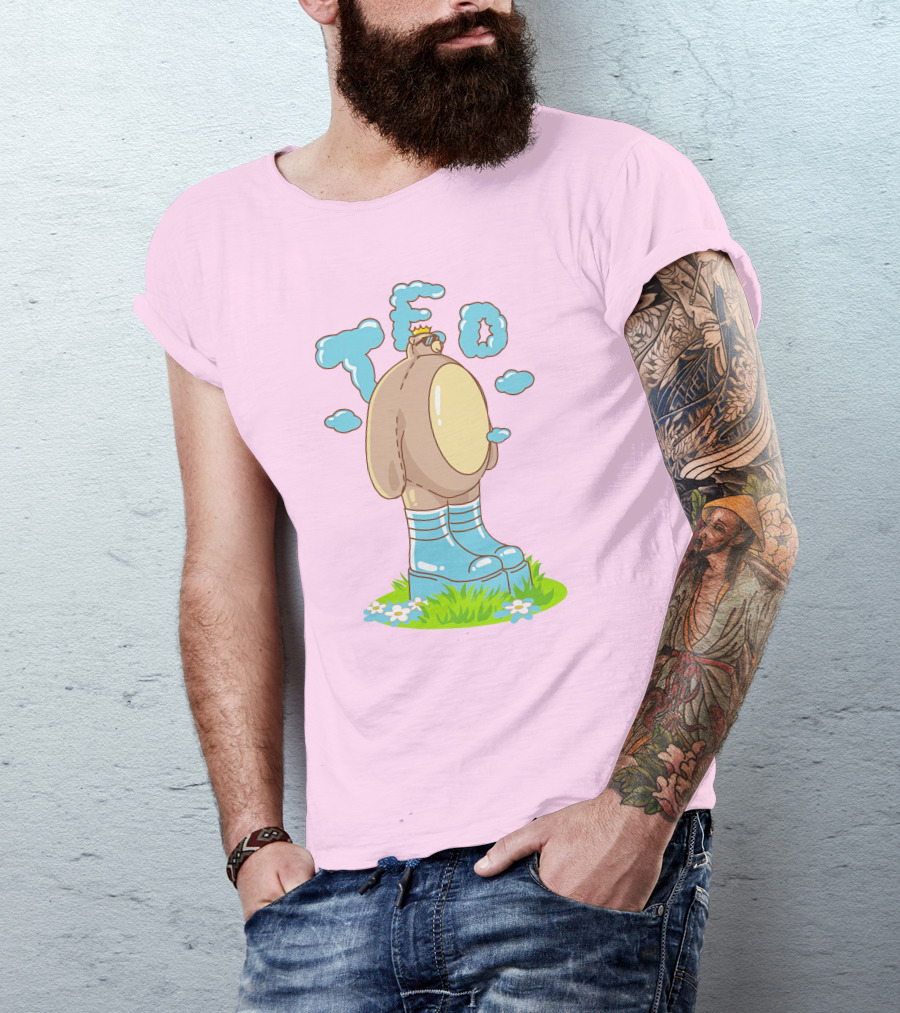 Eret Merch Ted Character With Crown And Boots Standing On Grass T-Shirt