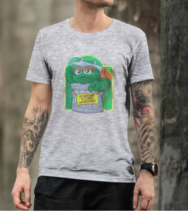 No Garbage Attitudes After A Win Furry Green Creature In Trash Can Holding A Basketball T-Shirt