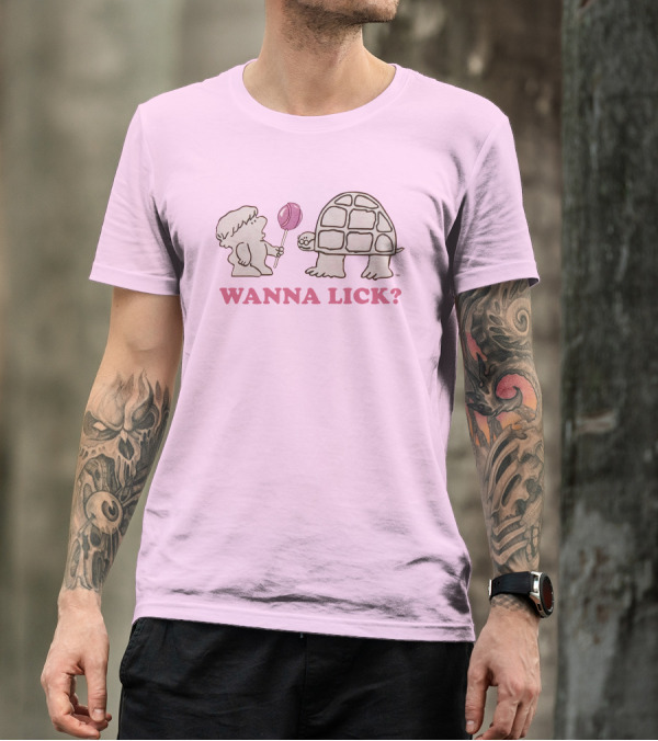 Wanna Lick Tootsie Roll Lilbttyboop Cute Character With Turtle And Lollipop T-Shirt