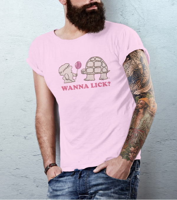 Wanna Lick Tootsie Roll Lilbttyboop Cute Character With Turtle And Lollipop T-Shirt