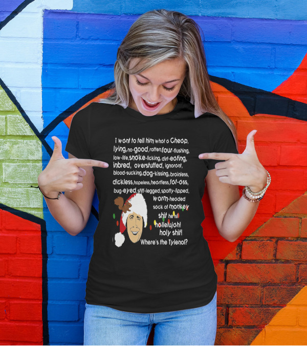 Clark Griswold Santa Hat Christmas Lights Funny Quote Adventure Vacay Holiday T-Shirt