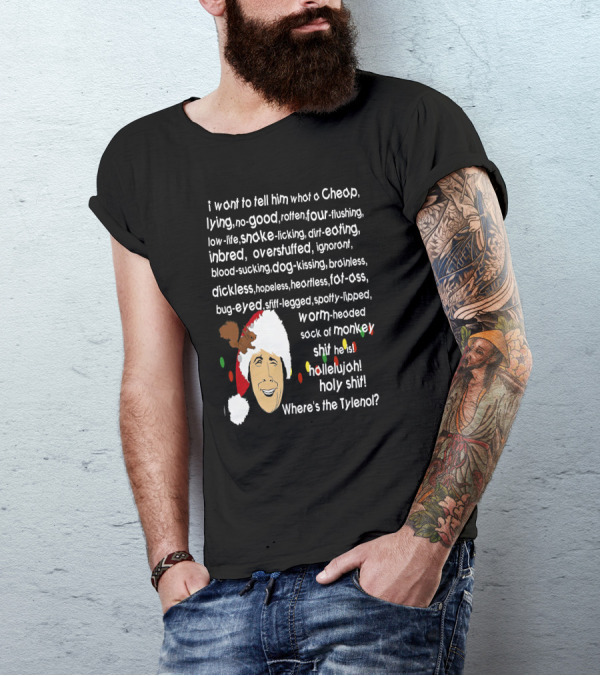 Clark Griswold Santa Hat Christmas Lights Funny Quote Adventure Vacay Holiday T-Shirt