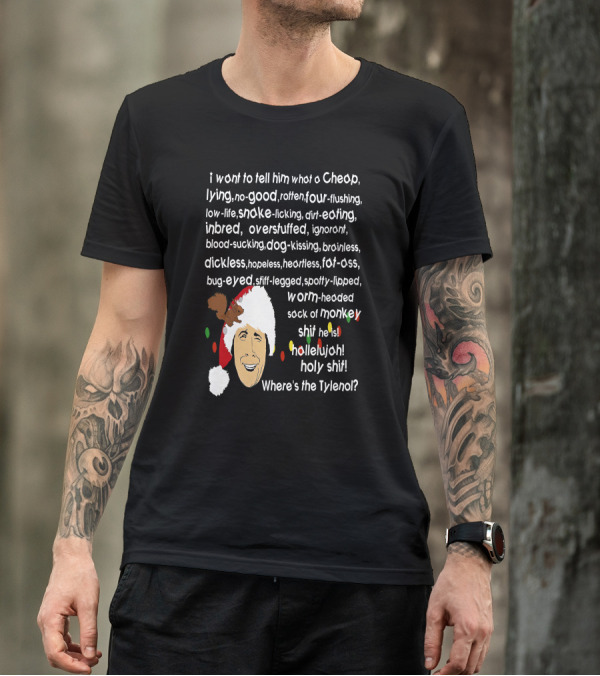 Clark Griswold Christmas Rant With Santa Hat And Lights T-Shirt