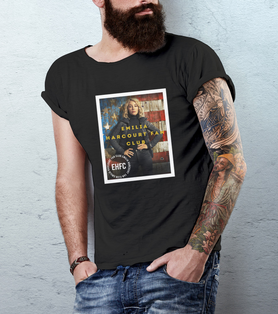 Emilia Harcourt Fan Club EHFC Vintage American Flag Background T-Shirt