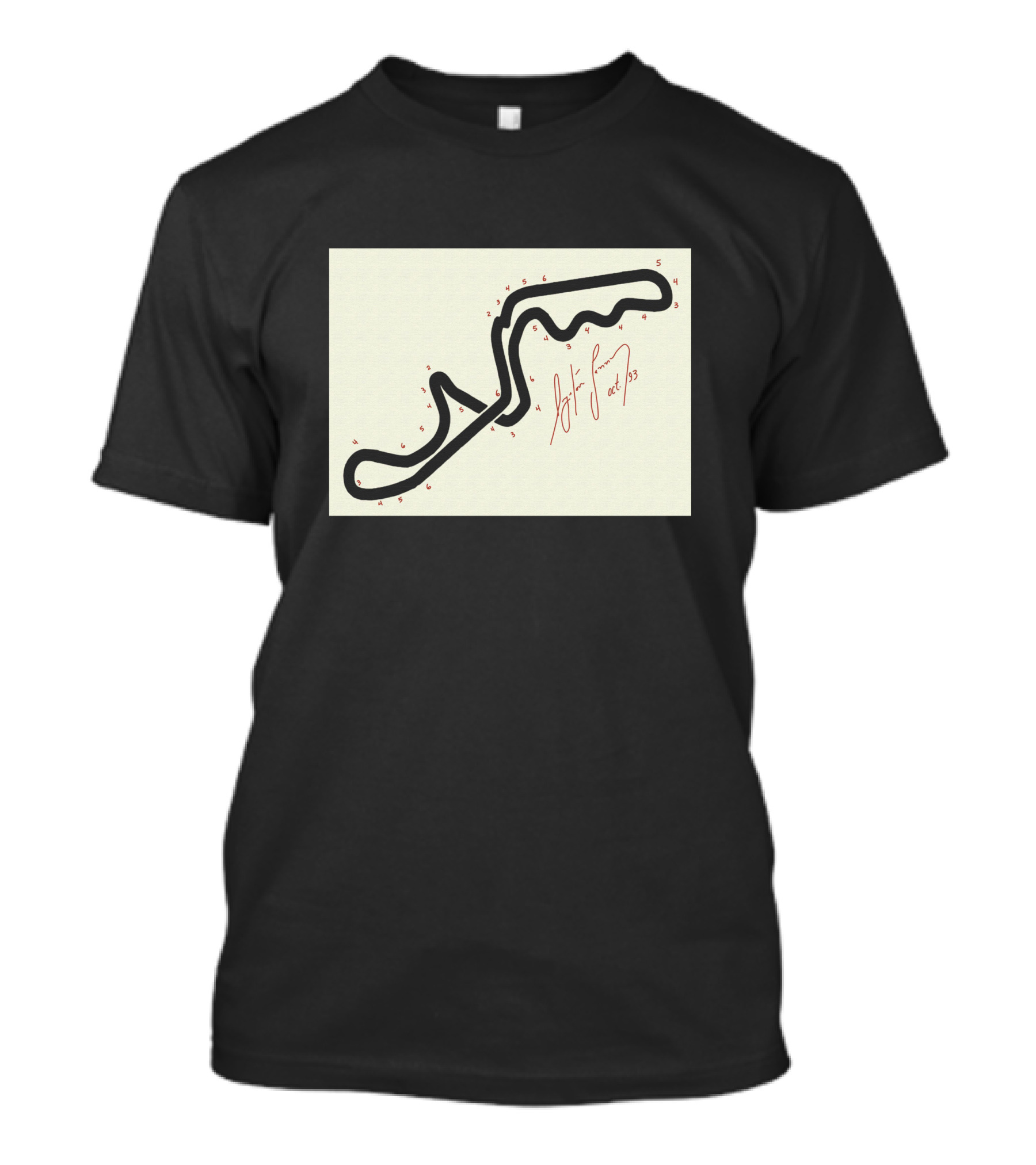 Senna's Hand-Drawn Map Of The Suzuka GP Circuit With Signature And Turn Numbers T-Shirt