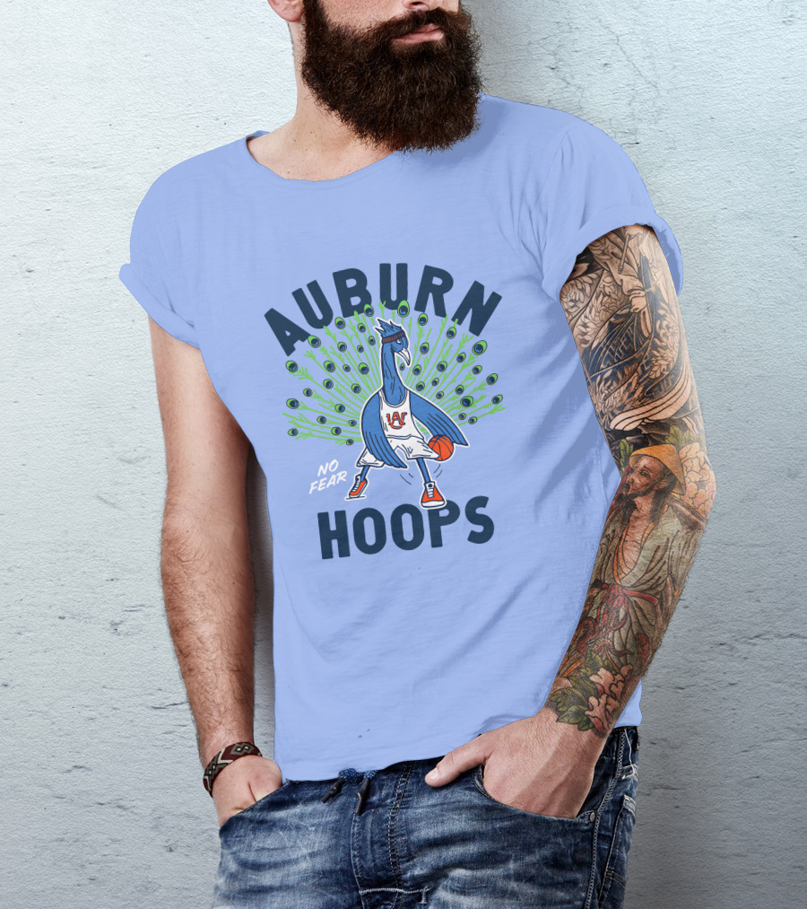 Auburn Hoops Peacock Basketball No Fear T-Shirt