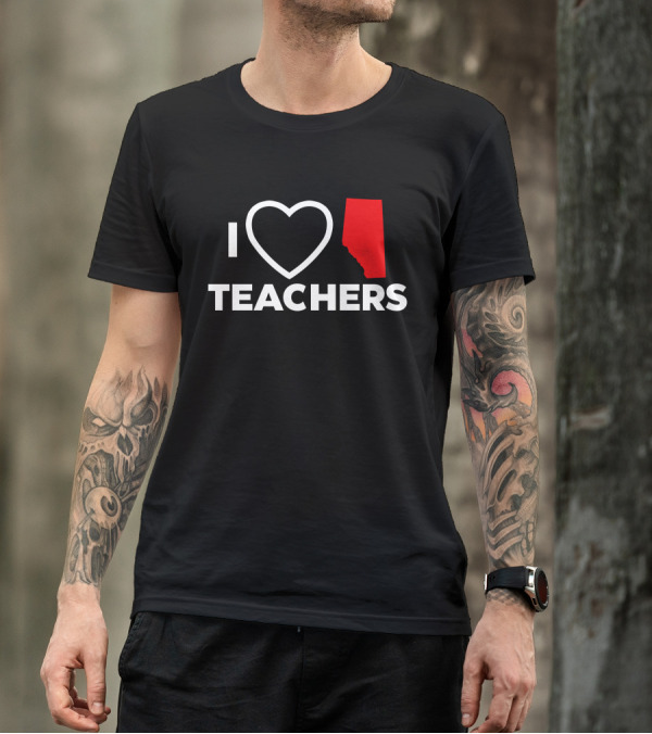 I Love Alberta Teachers Heart Red Map Krista Li T-Shirt