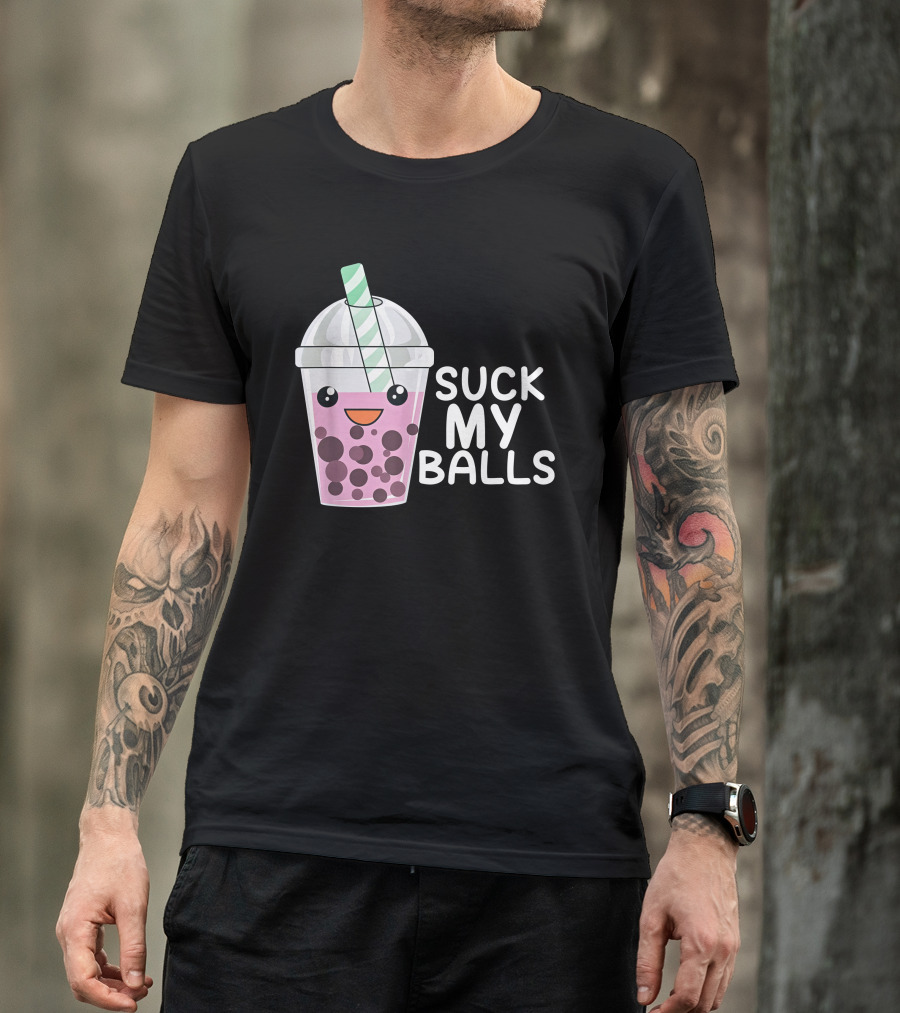 Suck My Balls Boba Tea Cute Cartoon T-Shirt