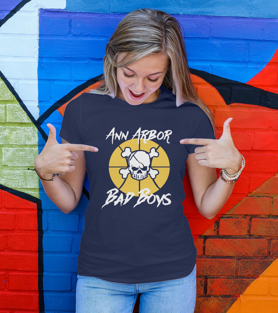 Ann Arbor Bad Boys Skull Basketball Juwan Howard Blue By Ninety Shop T-Shirt