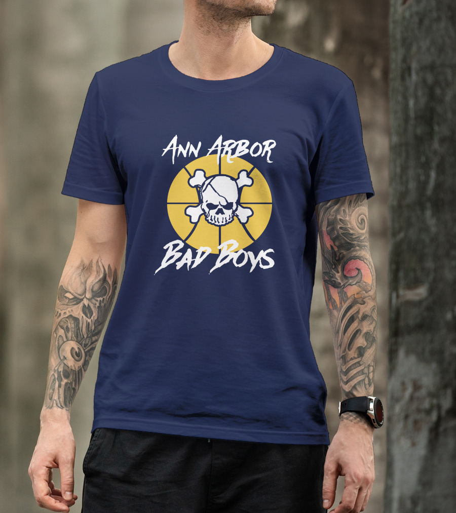 Ann Arbor Bad Boys Skull Basketball Juwan Howard Blue By Ninety Shop T-Shirt