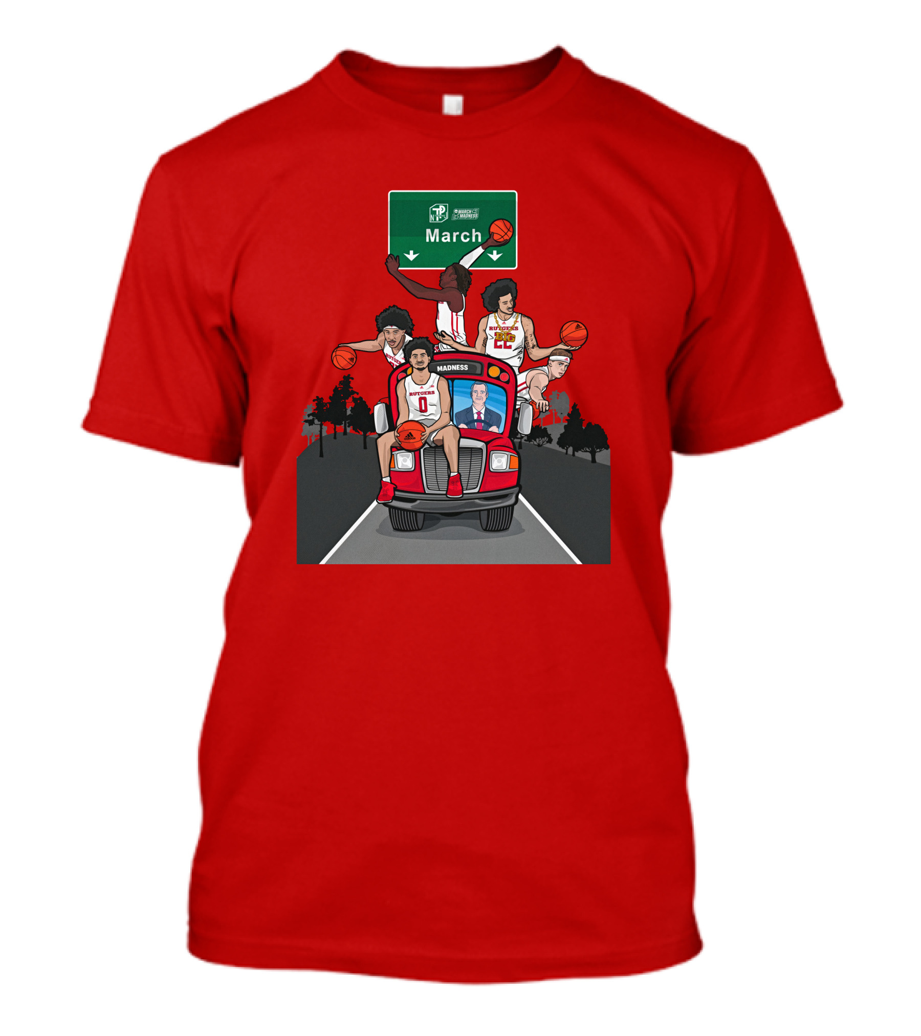 Rutgers Scarlet Knights Bus Journey To Dayton March Madness Basketball Tournament T-Shirt