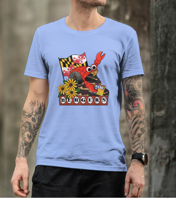 Bergers Old Bay Maryland Flag Mr. Trash Wheel T-Shirt