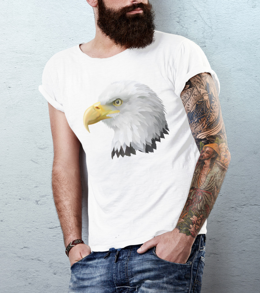 KingEagle Majestic Bald Eagle Head Detailed T-Shirt