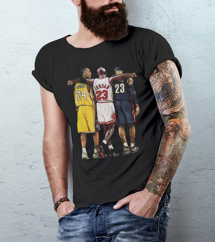 Kobe Bryant 24 Michael Jordan 23 LeBron James 23 GOAT Legendary Trio T-Shirt