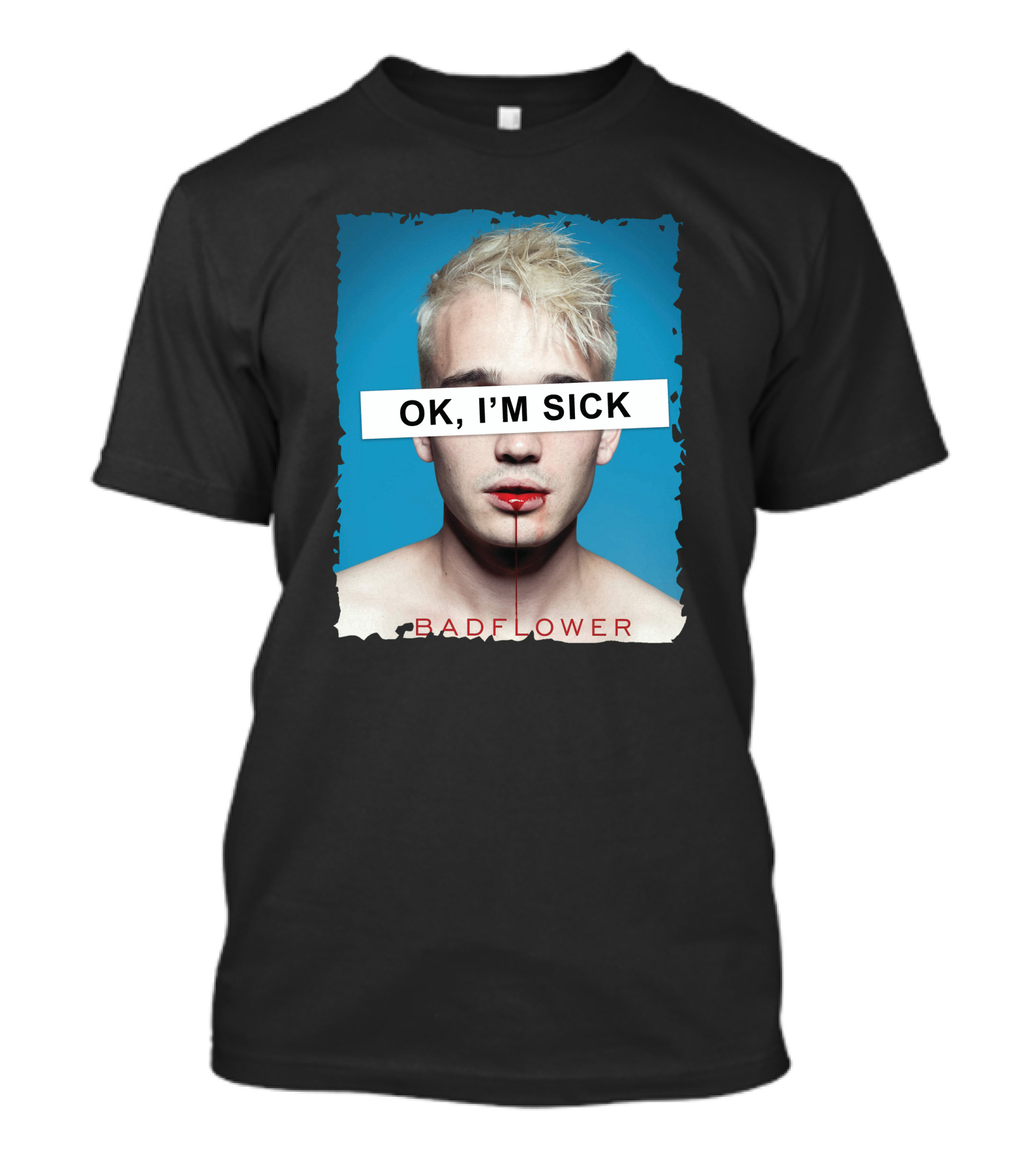 Badflower OK I'm Sick Album Art Distressed Blue Red T-Shirt