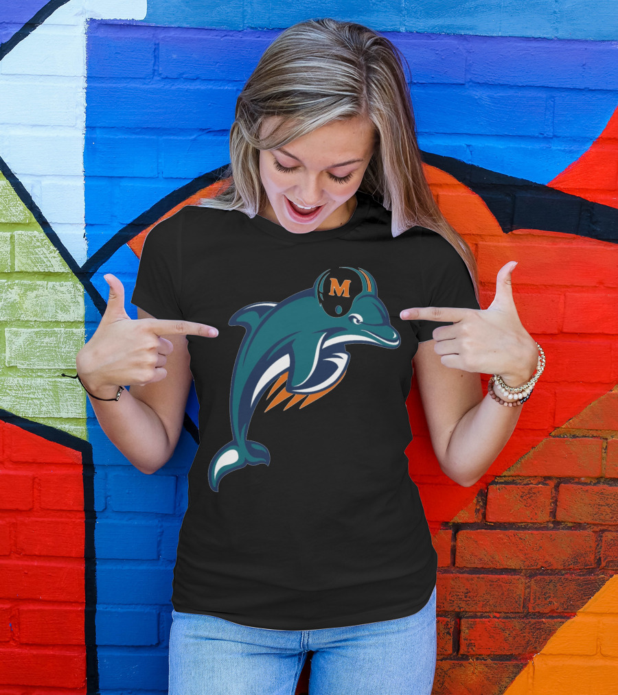 Miami Dolphins Football Team Logo With Helmet T-Shirt