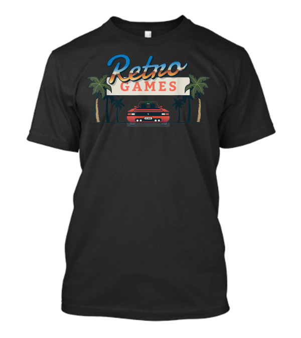 Retro Games Car With Palm Trees T-Shirt