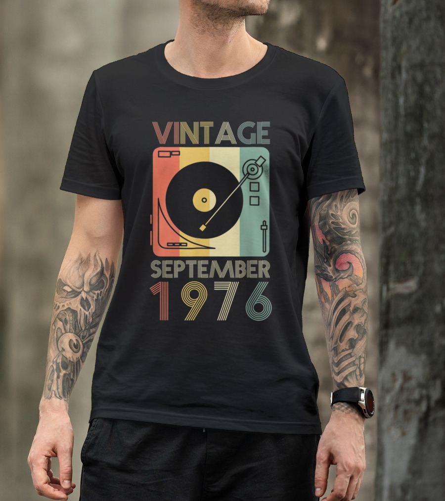 Vintage September 1976 Retro Record Player T-Shirt