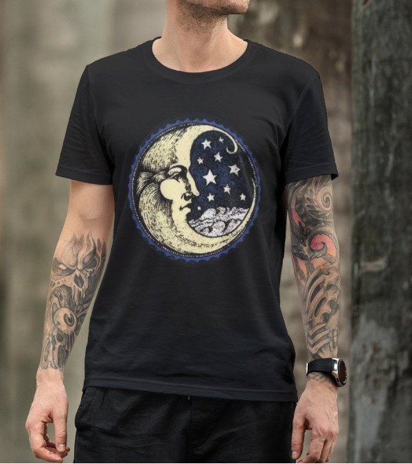 Vintage Celestial MoonMan With Stars And Face T-Shirt