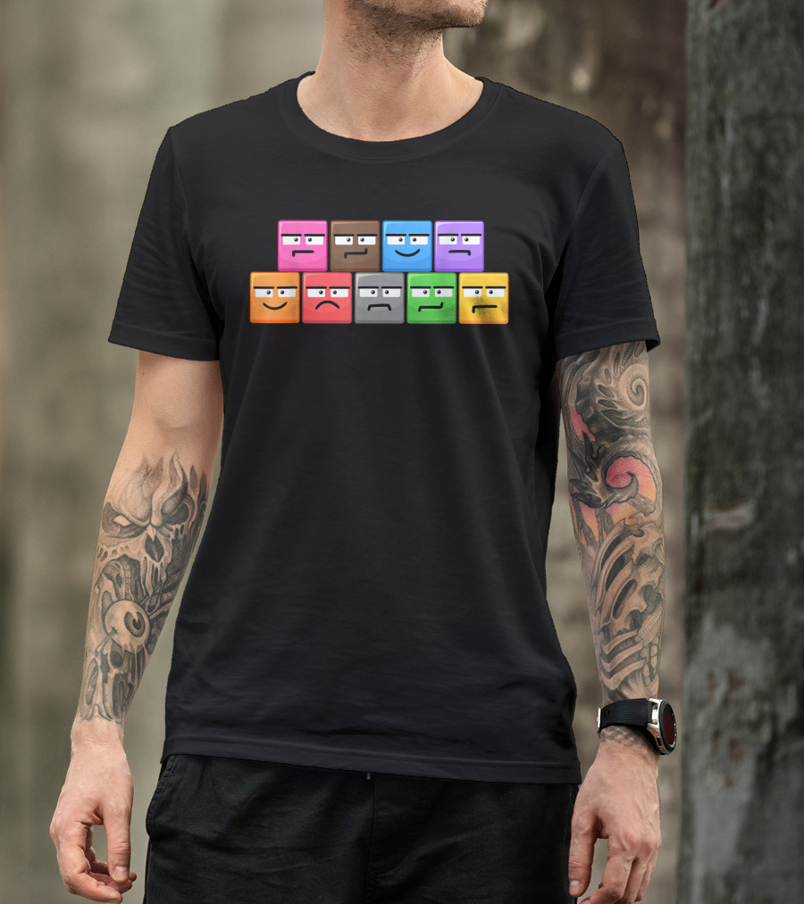 Cliffside Chaos Emoji Blocks Faces T-Shirt