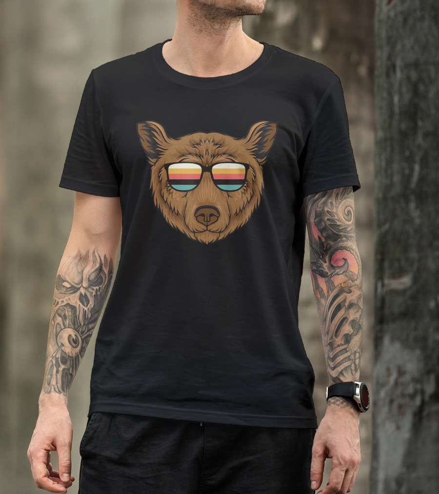 Bear Funny Retro Sunglasses B081PSDB68 T-Shirt