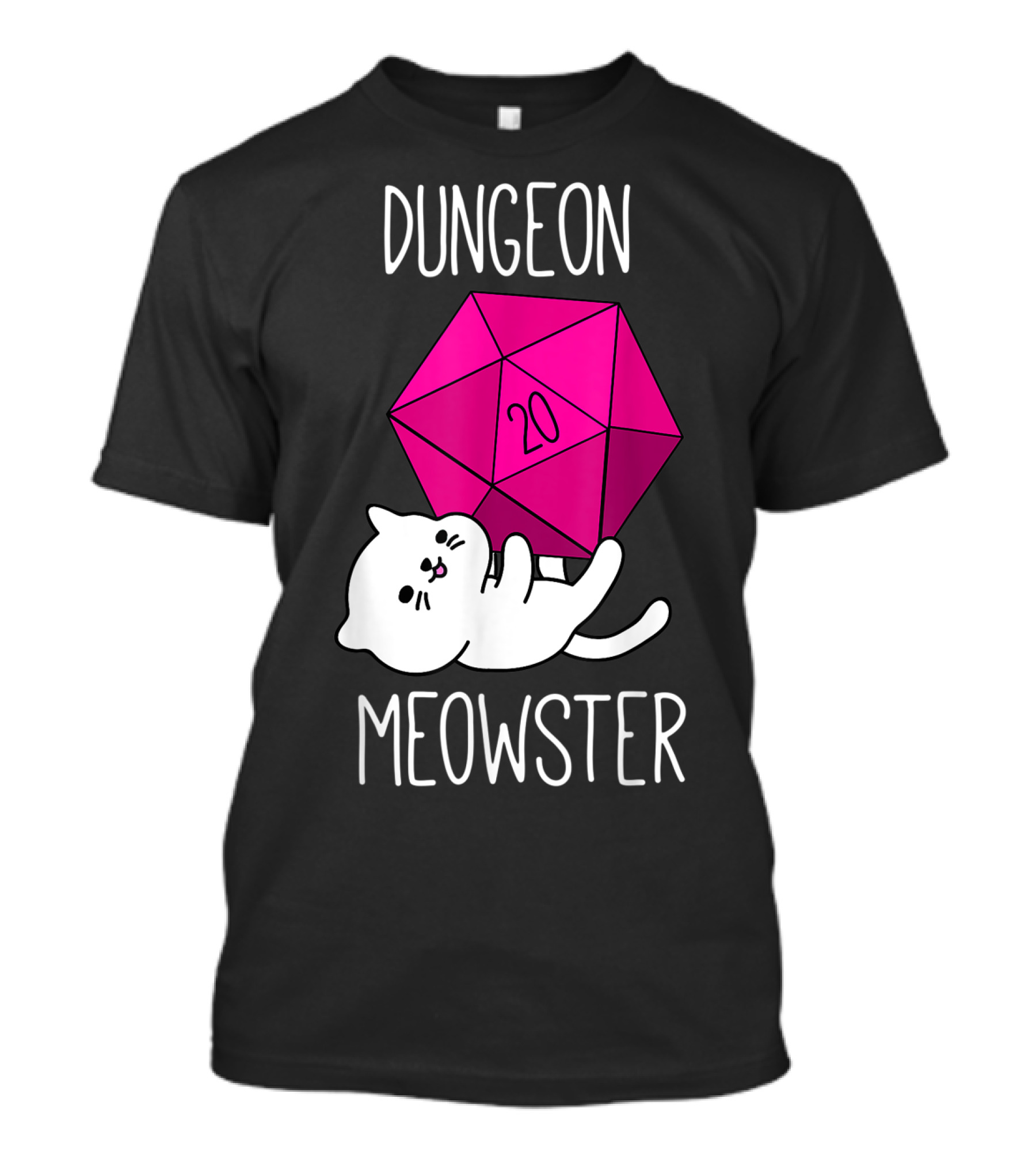 Dungeon Meowster Cat With D20 Dice For RPG Gamer T-Shirt
