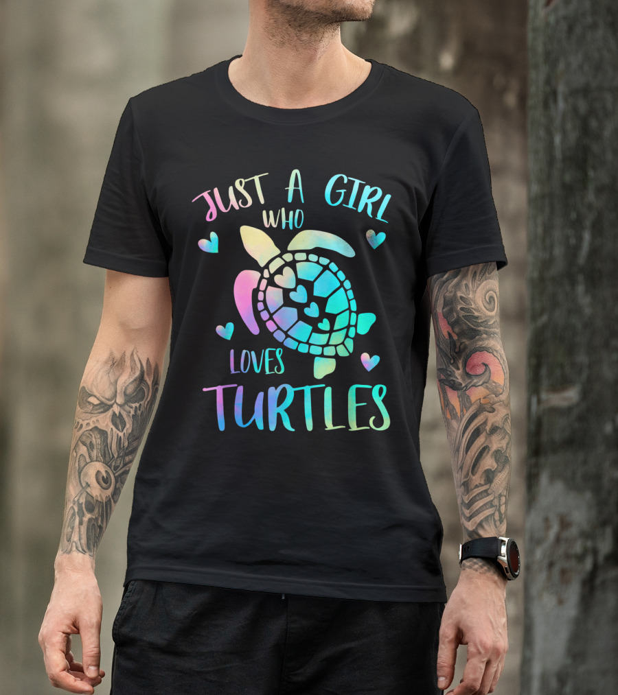 Just A Girl Who Loves Turtles Pastel Watercolor Turtle T-Shirt