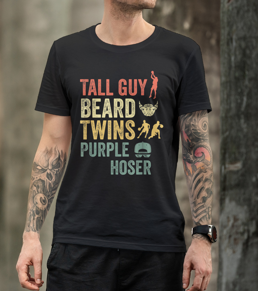 Perfect Dude Tall Guy Beard Twins Purple Hoser Basketball Cap T-Shirt