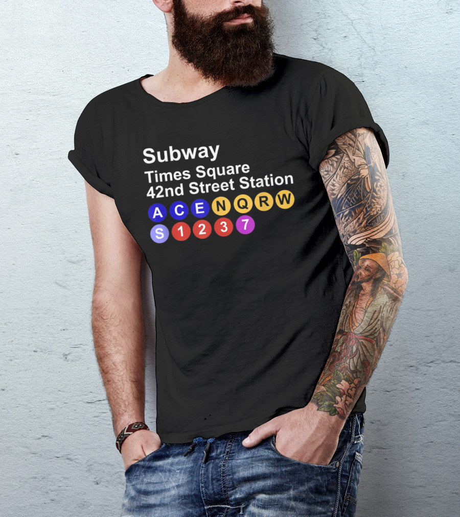 Subway Times Square 42nd Street Station A C E N Q R W S 1 2 3 7 T-Shirt
