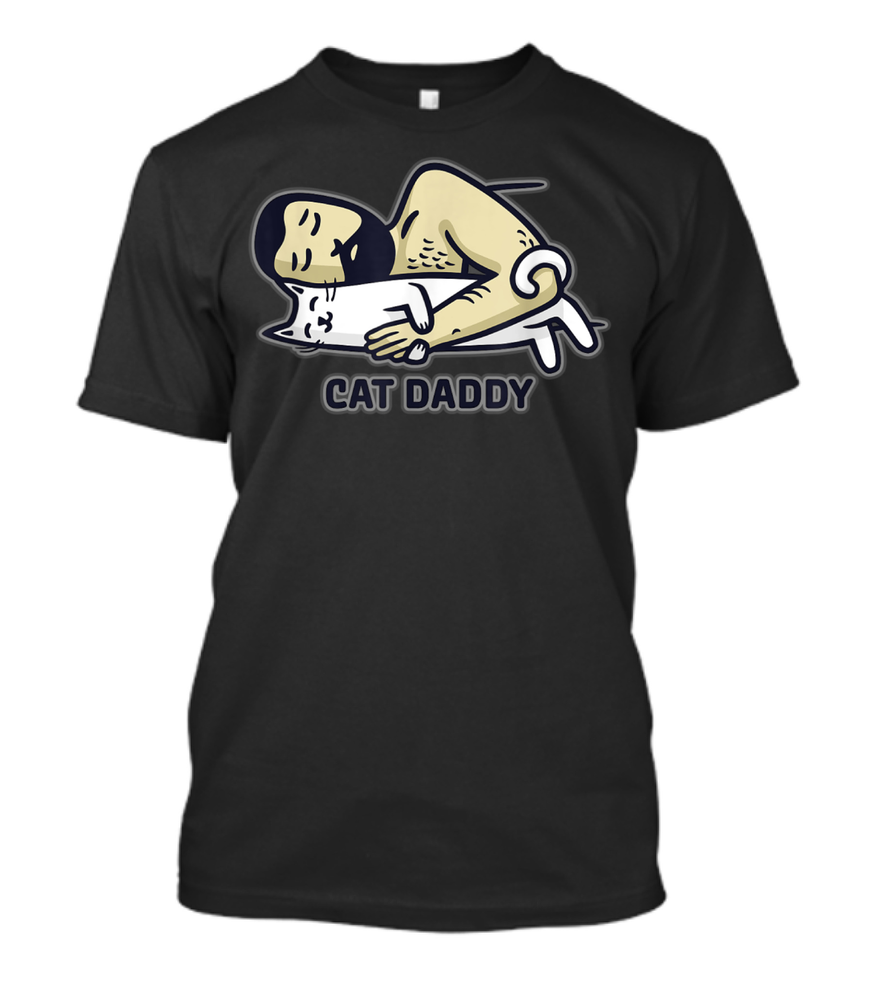 Cat Daddy Sleeping Man Hugging Cat T-Shirt