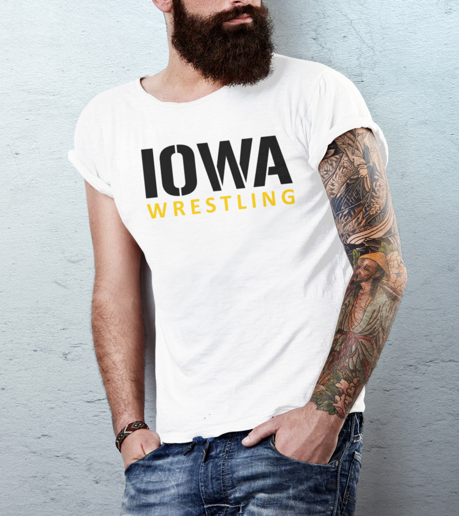 IOWA Wrestling Bold Black And Yellow Block T-Shirt