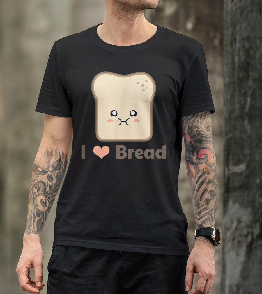 I Heart Kawaii Bread Cute Face T-Shirt