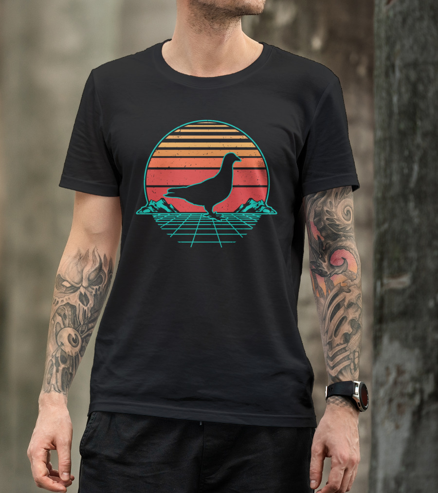 Pigeon Dove Bird Animal Vintagewave Sunset T-Shirt