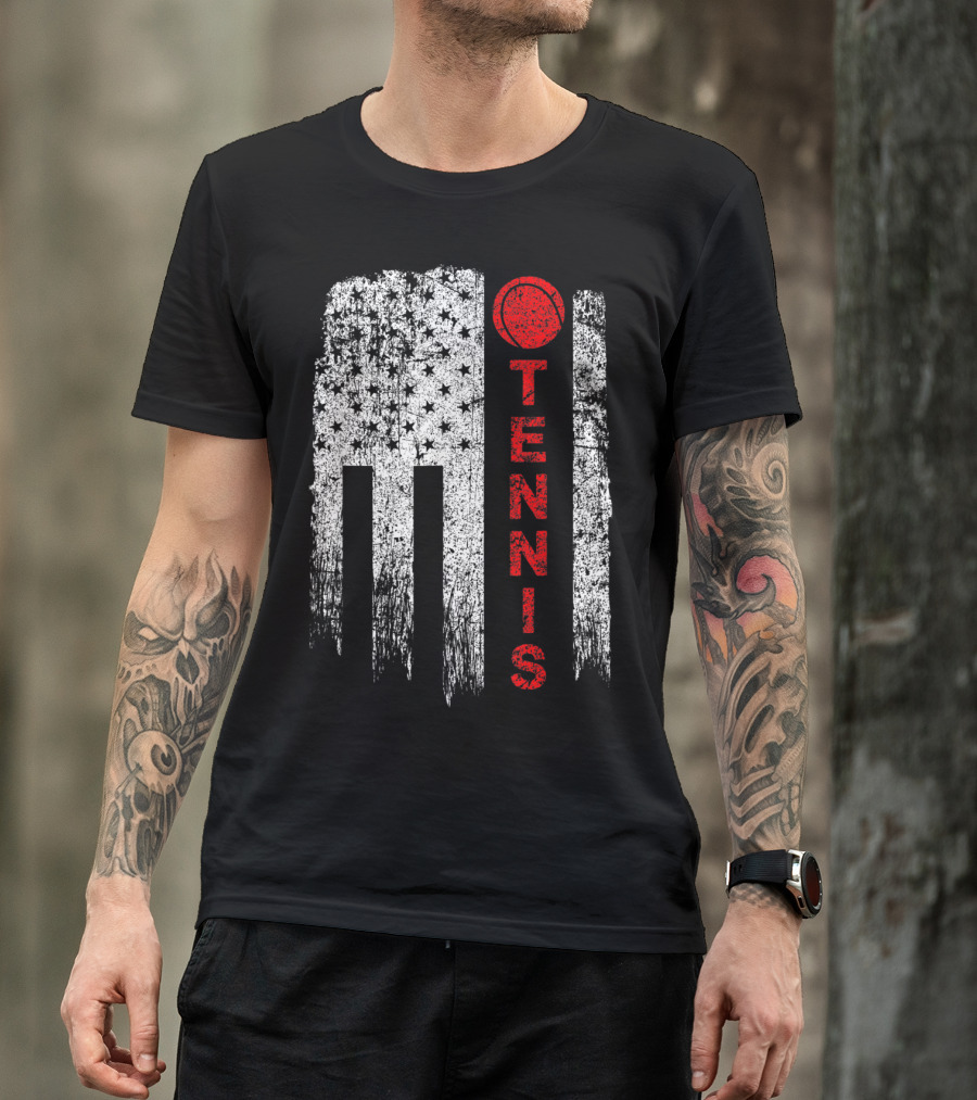 USA Red White Tennis Boys American Grunge T-Shirt