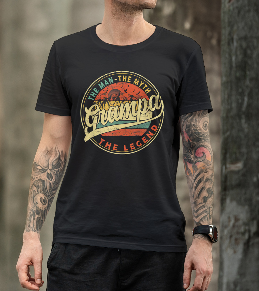The Man The Myth The Legend Grampa Vintage Sunset T-Shirt