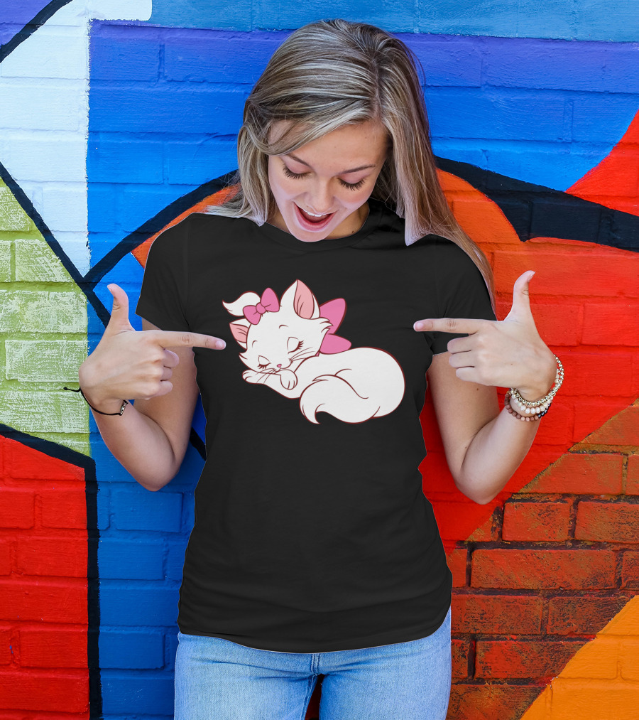 WoMarie Marie Cat Aristocats Kitty Cartoon T-Shirt